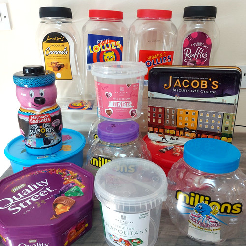 Empty sweet storage tubs - x,
