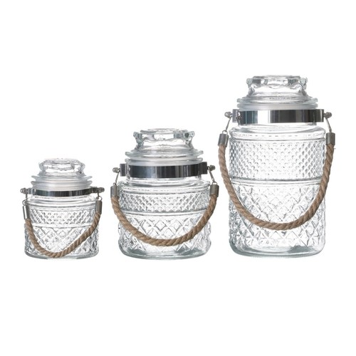 Glass storage jar with - with, handle