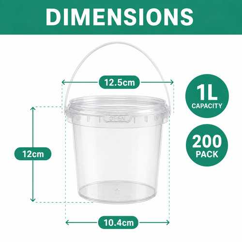 Litre plastic tubs with lids - litre,